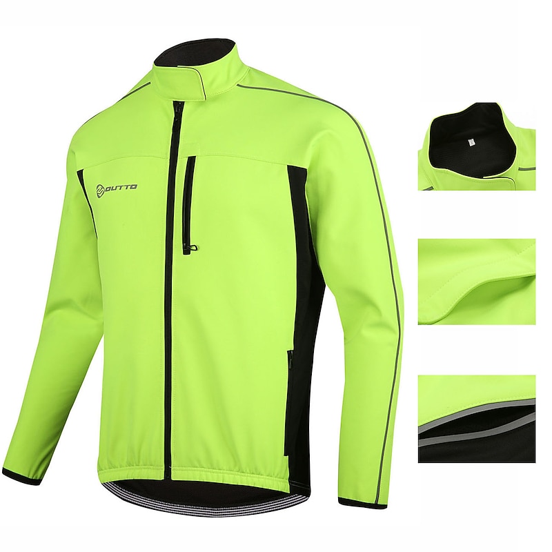 Men's Windbreaker Cycling Jersey Cycling Jacket Winter Thermal Warm High Visibility Reflective Waterproof Bike Jacket Windbreaker Mountain Bike MTB Road Bike Cycling City Bike Cycling fluorescent - Main Image