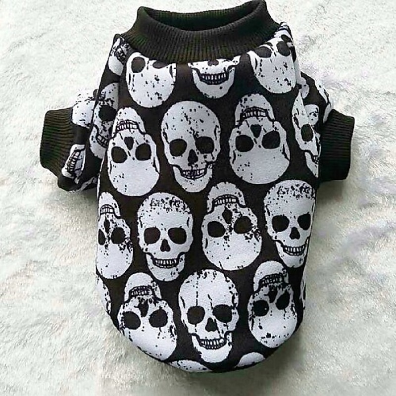 Dog Shirt Sweatshirt Skull Dog Clothes Puppy Clothes Dog Outfits Multicolor Black Sweatshirts  Dog XS2