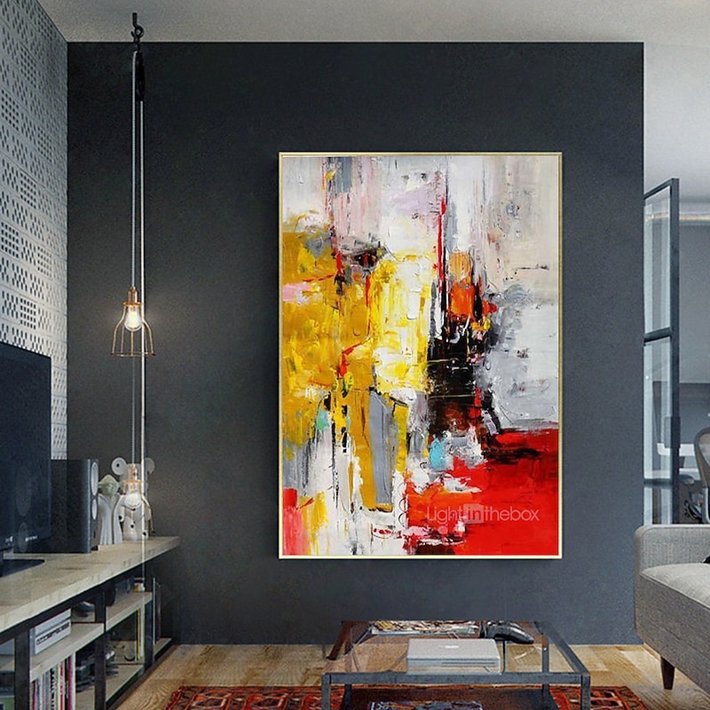 Oil Painting 100% Handmade Hand Painted Wall Art On Canvas Abstract Knife Painting Landscape Yellow Red For Home Decoration Decor Rolled Canvas No Frame Unstretched4