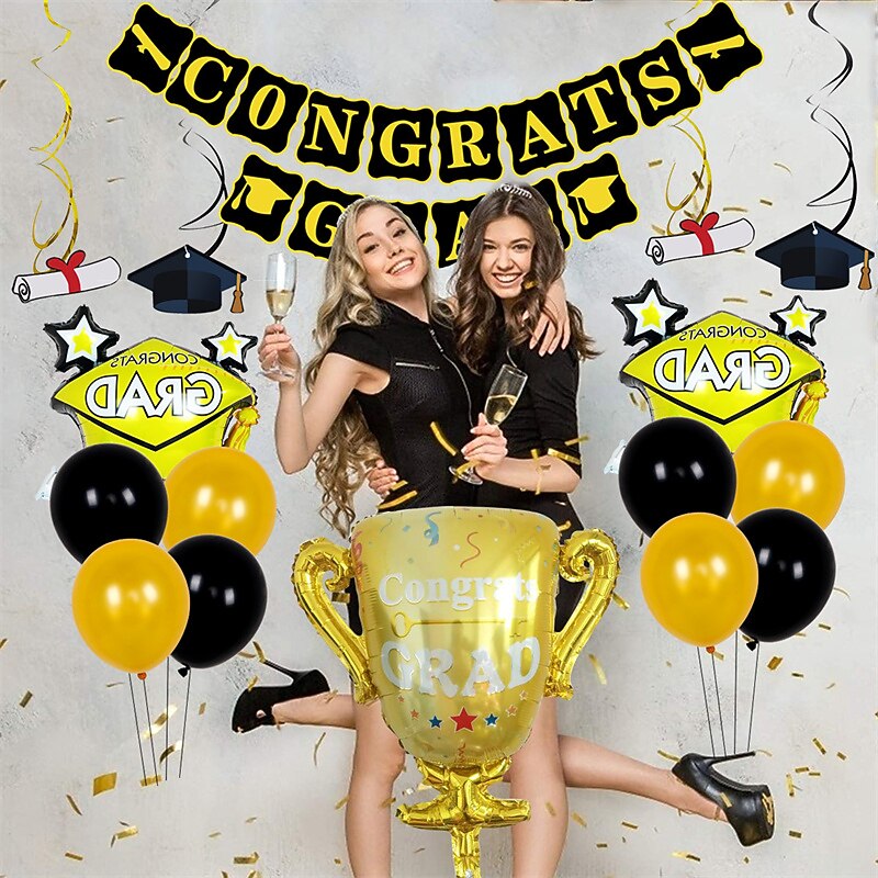 2022 New Graduation Balloon Ceremony Atmosphere Layout Graduation Season Balloon Graduation Certificate Classroom Scene Decoration Aluminum Film Balloon