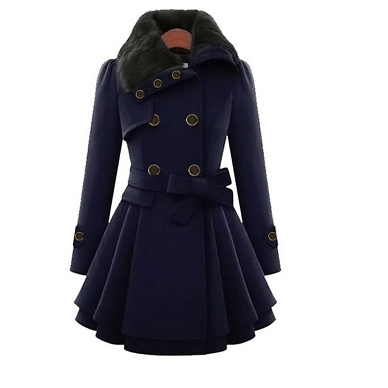 Women's Pea Coat Long Coat Duble Breasted Dress Coat Belted Winter Coat Warm Windproof Trench Coat Slim Fit Elegant Casual Jacket Long Sleeve Outerwear4