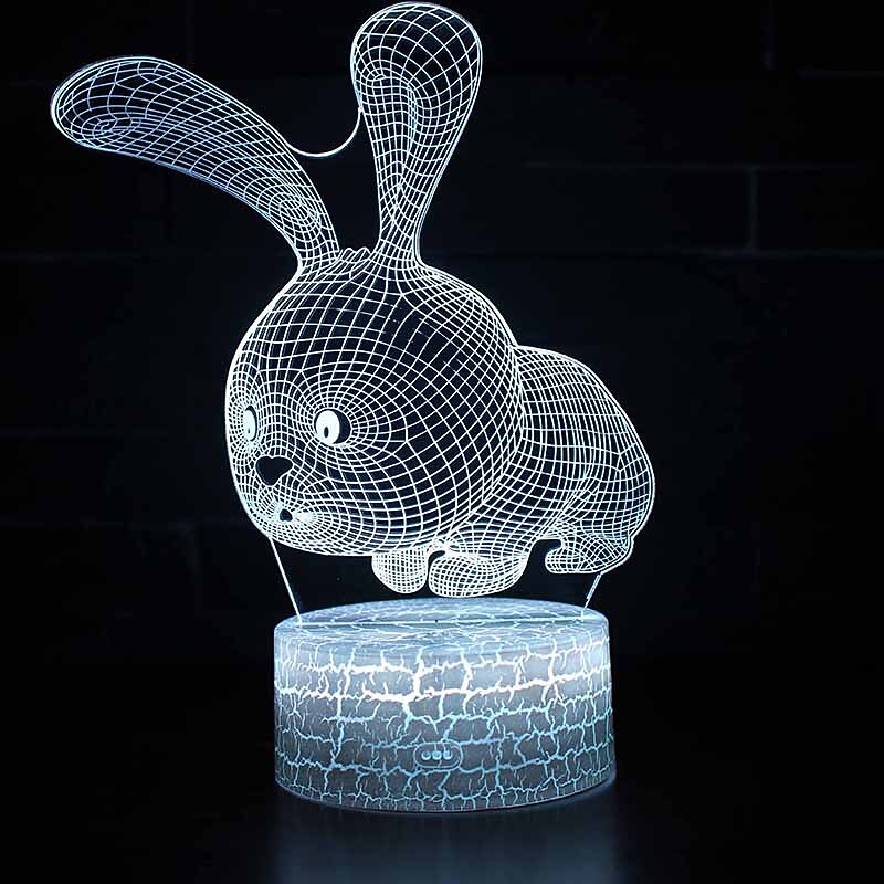 Easter Rabbit Lights 3D Illusion Lamps 16 Color Changing Touch Table Desk LED Night Light Great Gifts for Kids4