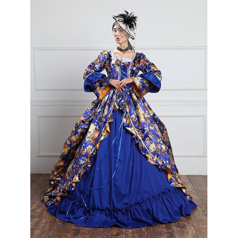 18th Century Ball Gown Cocktail Dress Maxi Dress Normal Juliet Sleeve Jacquard Ball Gown Square Neck Fancy Dress Women's All Halloween Masquerade April Fool's Day Prom Festival Adults All Seasons2