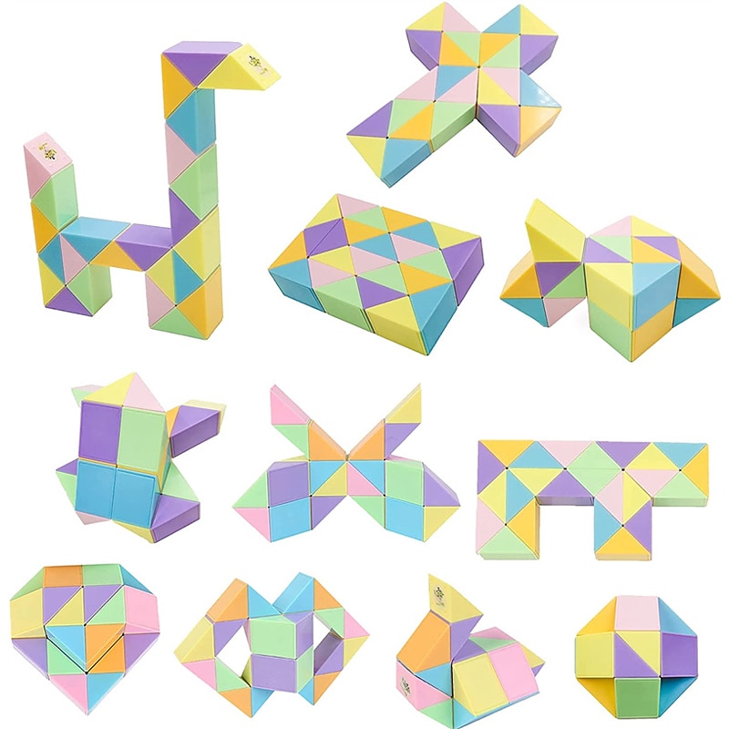 Toy Cube Twist Puzzle 24 Wedges, Large Size Macaron Magic Snake Toy Brain Teaser Stocking Stuffers Party Favors Game Goodie Bags Fillers for Teenagers Adults Teens3