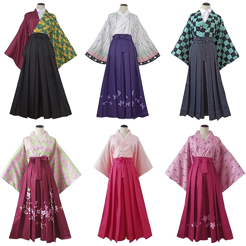 Kochou Shinobu Kamado Tanjirou Anime Outfits Japanese Traditional Kimono Cosplay Suits Costume For Men's Women's Adults'