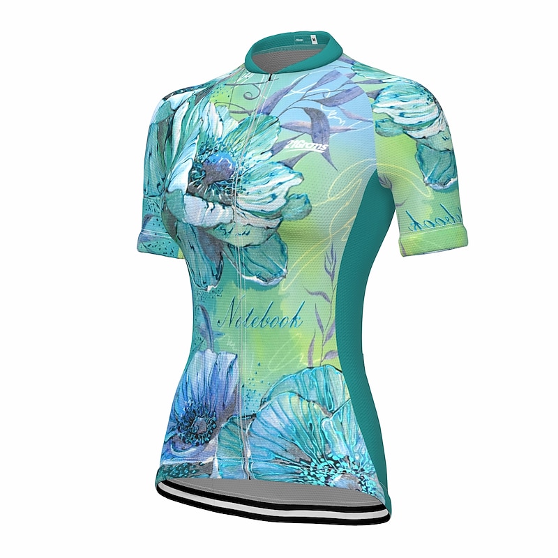 Women's Cycling Jersey Floral Botanical Short Sleeve Bike Top with 3 Rear Pockets Mountain Bike MTB Road Bike Cycling Quick Dry Reflective Strips Back Pocket Moisture Wicking Sports Green Clothing3
