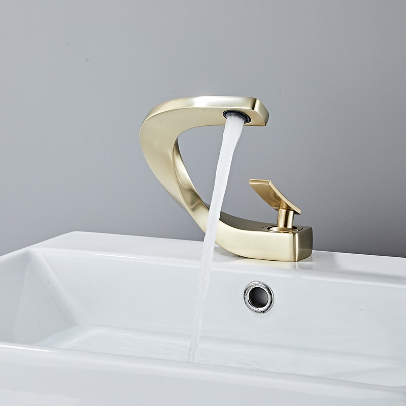 Bathroom Sink Mixer Faucet, Mono Wash Basin Single Handle Basin Taps Washroom, Monobloc Vessel Water Brass Tap Deck Mounted with Hot and Cold Hose 5