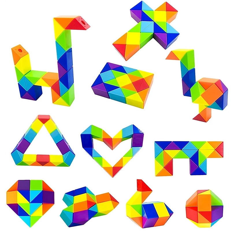1PC Snake Fidget Toy Cube Twist Puzzle 24 Wedges Large Size Rainbow Magic Snake Toy Brain Teaser Stocking Stuffers Party Favors Game Goodie Bags Fillers for Teenagers Adults Teens3