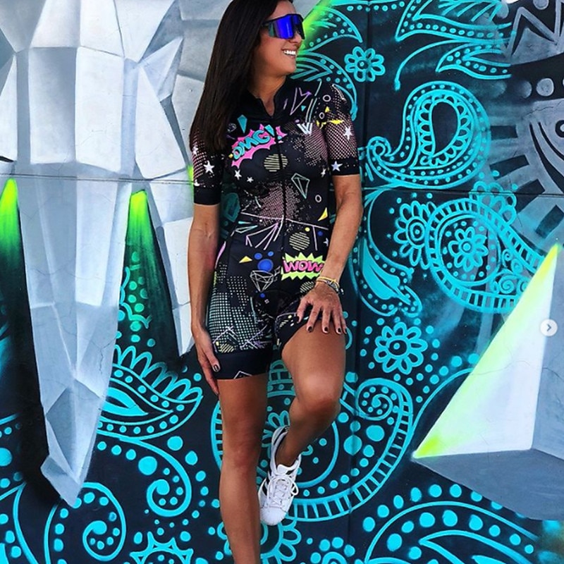 Women's Cycling Jersey with Shorts Triathlon Tri Suit Short Sleeve Mountain Bike MTB Road Bike Cycling Black White Green Bike Sports Clothing Apparel2