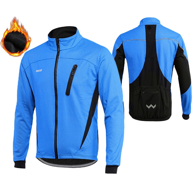 Arsuxeo Men's Cycling Jacket Winter Thermal Warm Windproof Breathable Waterproof Zipper Bike Windbreaker Winter Jacket Mountain Bike MTB Road Bike Cycling City Bike Cycling Black / Orange Black Light