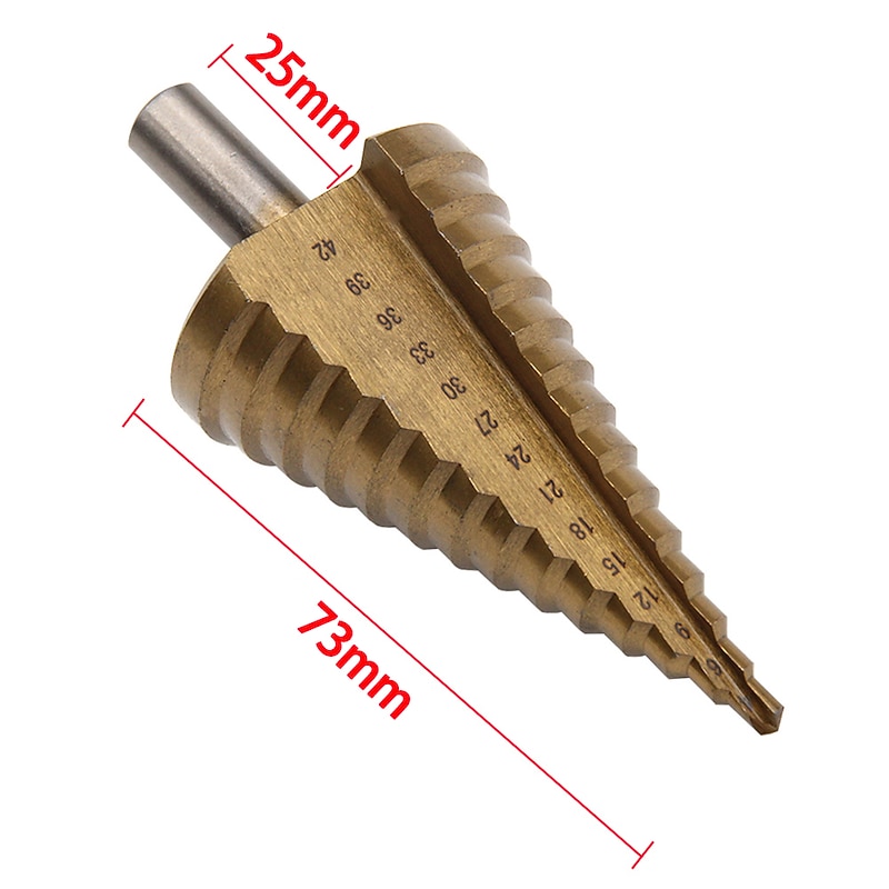 Step Drill Bits HSS 4mm-42mm Titanium shank Woodworking Power Tools Shank4