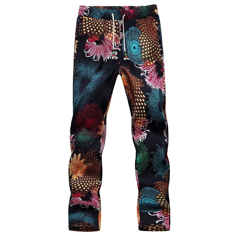 Men's Joggers Trousers Summer Pants Baggy Pants Beach Pants Drawstring Elastic Waist Straight Leg Graphic Prints Floral Print Yoga Gym Classic Style Boho K001 K0024