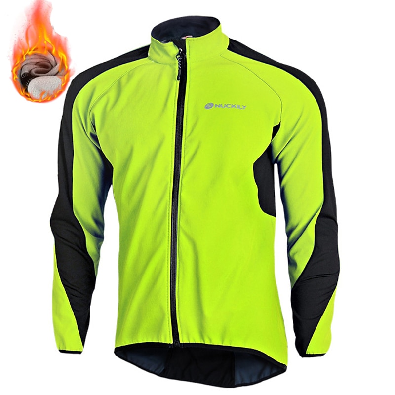 Nuckily Men's Cycling Jacket Winter Thermal Warm Windproof Reflective Strips Back Pocket Bike Jacket Windbreaker Mountain Bike MTB Road Bike Cycling City Bike Cycling Red Blue Green Bike Wear3