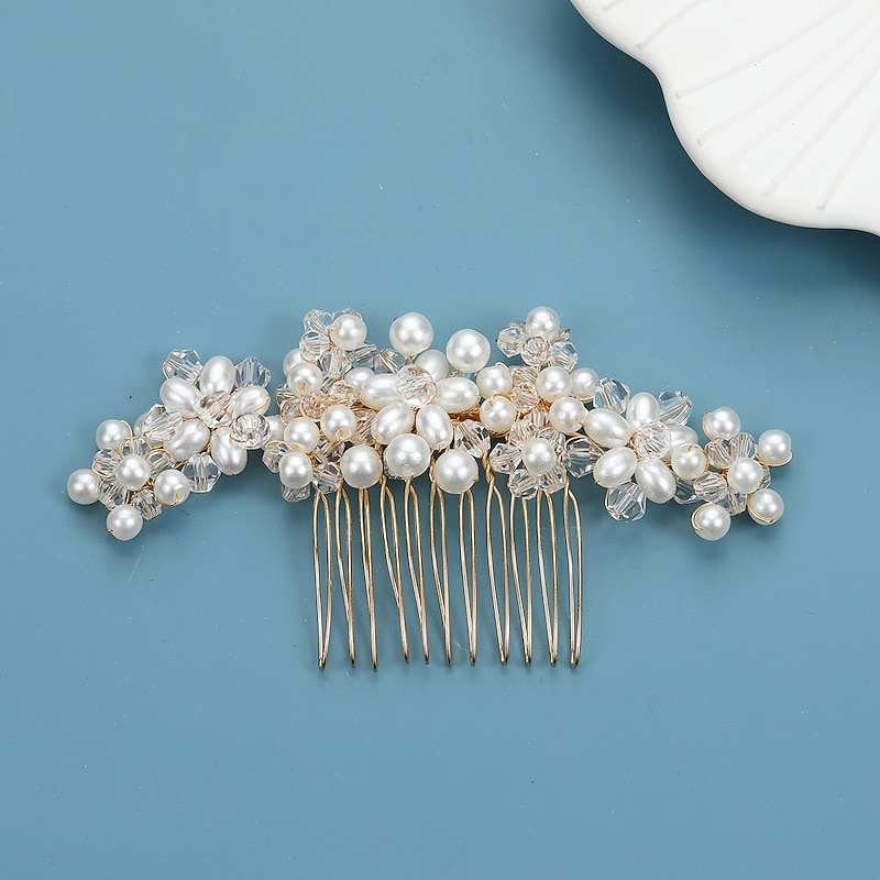 Hair Combs Headdress Headpiece Alloy Wedding Special Occasion Wedding Bridal With Imitation Pearl Crystals / Rhinestones Headpiece Headwear2