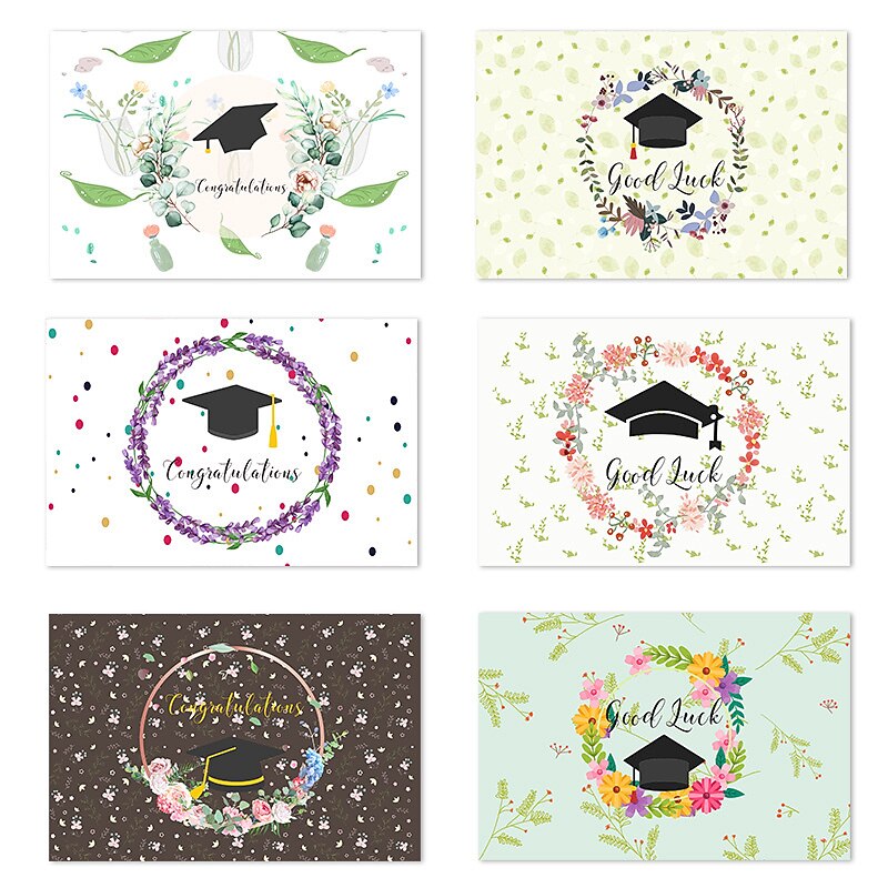 Festive Garland Green Plant Blessing Card Graduation Season to Send Students and Classmates Commemorative Greeting Card Set 12 Pcs2