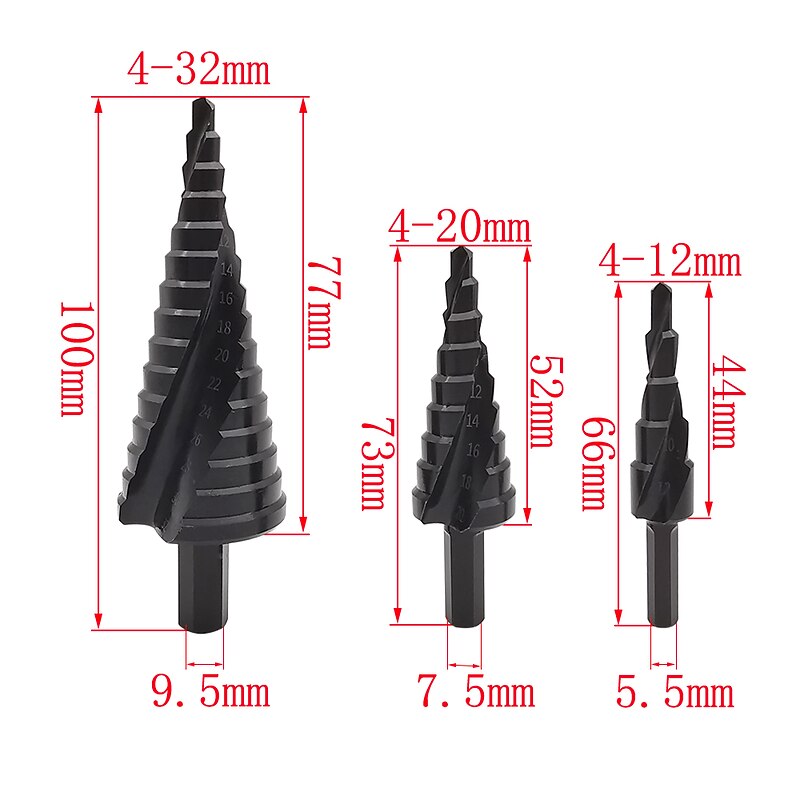 Step Drill Bit Nitriding Triangular Spiral 15 step 4-32mm Anti-Wear Wall punching / Steel drilling2