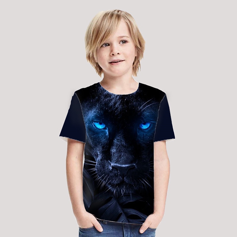 Boys 3D Animal Leopard T shirt Short Sleeve 3D Print Summer Spring Active Sports Fashion Kids 3-12 Years Outdoor Daily Indoor Regular Fit