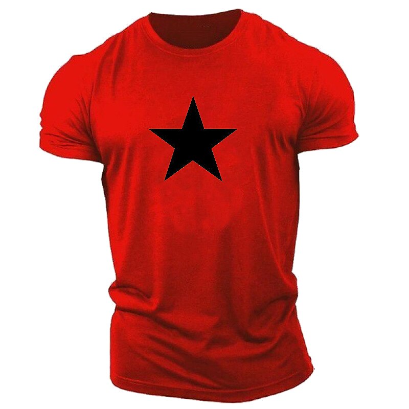 Mens Graphic T-Shirt Short Sleeve with White Star Print in Grey2
