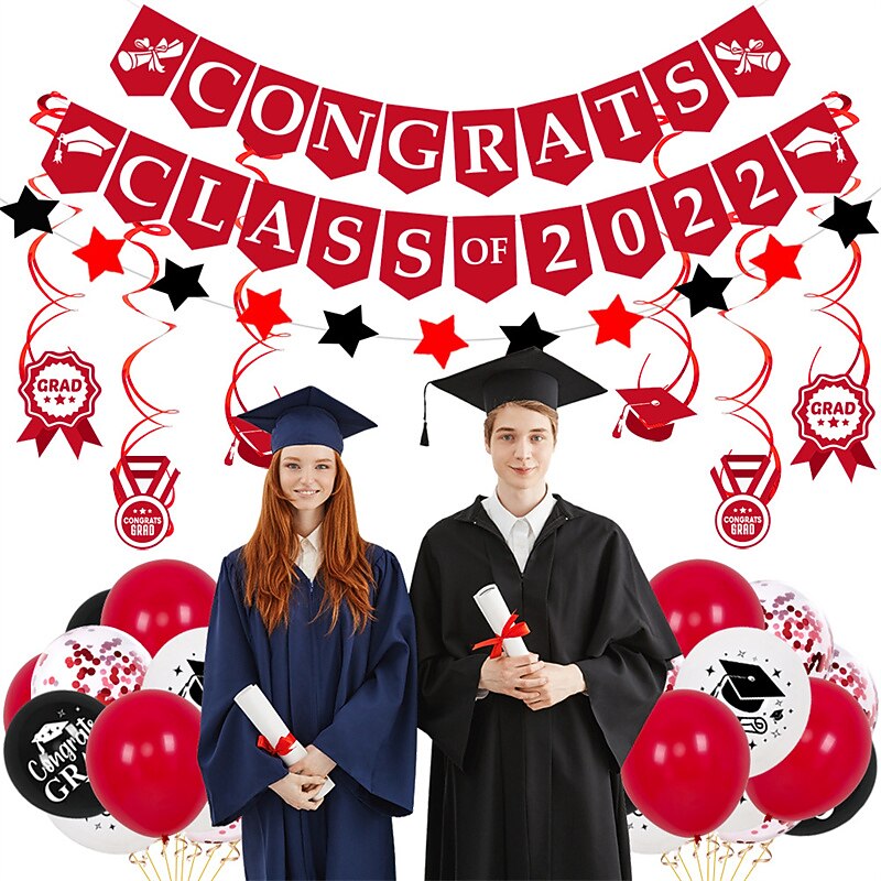 Graduation Season Balloon Graduation Season Pull Flag Congrats Grad Pull Flag Graduation Party Atmosphere Decoration Balloon2