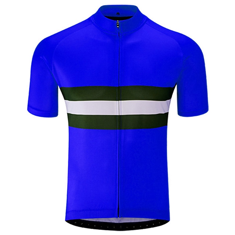 Men's Cycling Jersey Solid Color Stripes Patterned Short Sleeve Bike Jersey Top with 3 Rear Pockets Mountain Bike MTB Road Bike Cycling UV Resistant Quick Dry Reflective Strips Back Pocket Sports4
