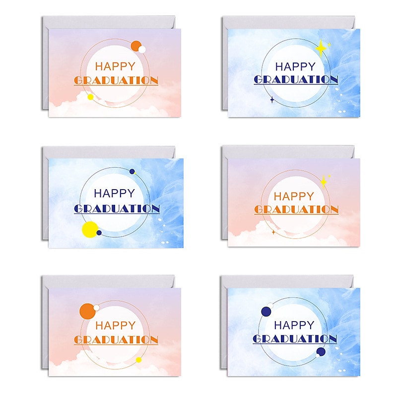 Sunset Simple Light Color Greeting Card Set Graduation Season Send Boys and Girls Classmates Commemorative Cards 12Pcs