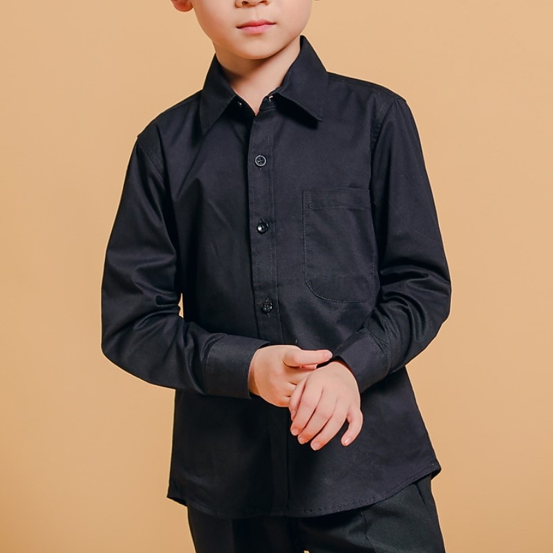 Boys 3D Solid Color Shirts Long Sleeve Spring Fall Fashion Cool Kids 3-13 Years Formal Indoor Regular Fit3