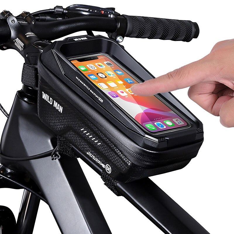 WILD MAN 1.2 L Bike Frame Bag Top Tube Touchscreen Reflective Waterproof Bike Bag PU Leather TPU EVA Bicycle Bag Cycle Bag Cycling Outdoor Exercise3