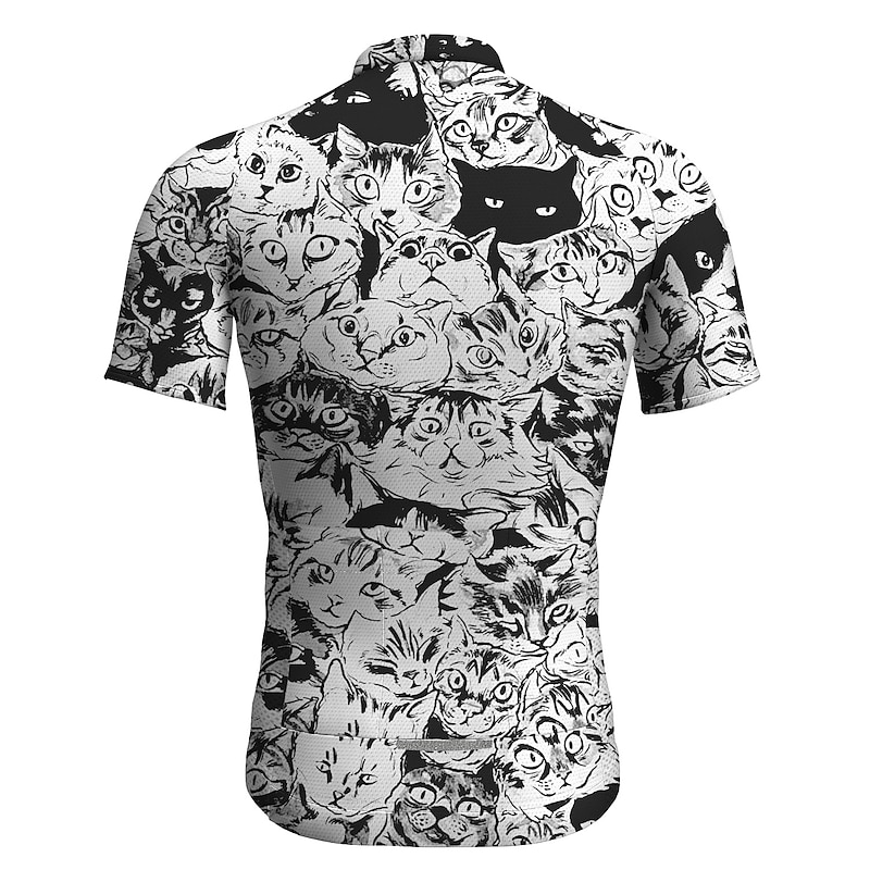Men's Cycling Jersey Cat Funny Short Sleeve Bike Jersey Top with 3 Rear Pockets Mountain Bike MTB Road Bike Cycling Quick Dry Reflective Strips Back Pocket Moisture Wicking Sports Black Red Orange3