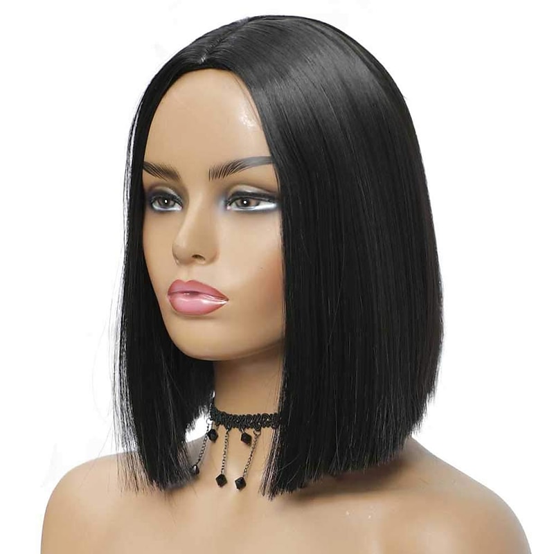 Short Bob Wig Women Black Straight Hair Synthetic Hair Women Costume Wigs Short Bob Wigs for Everyday Cosplay Party Halloween Use3