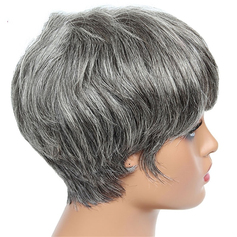 Human Hair Wig Short Natural Wave With Bangs Black Burgundy Dark Brown Soft Party Women Capless Brazilian Hair Women's Natural Black #1B Black / Grey Medium Brown#4 6 inch Party / Evening Daily Daily2