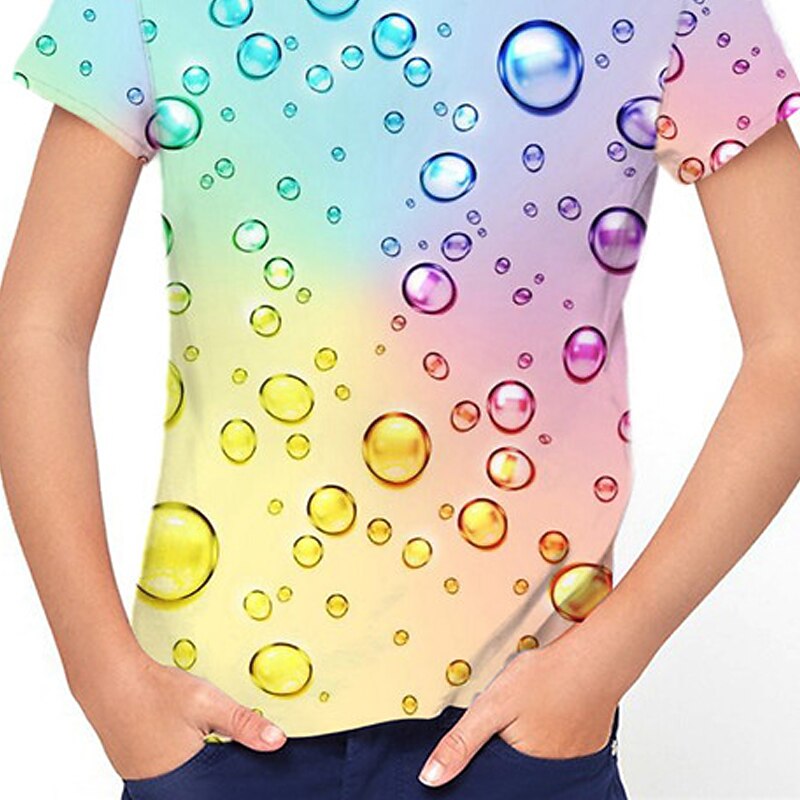 Girls' 3D Optical Illusion T shirt Short Sleeve 3D Print Summer Spring Active Fashion Cute Polyester Kids 3-12 Years Outdoor Daily Indoor Regular Fit2