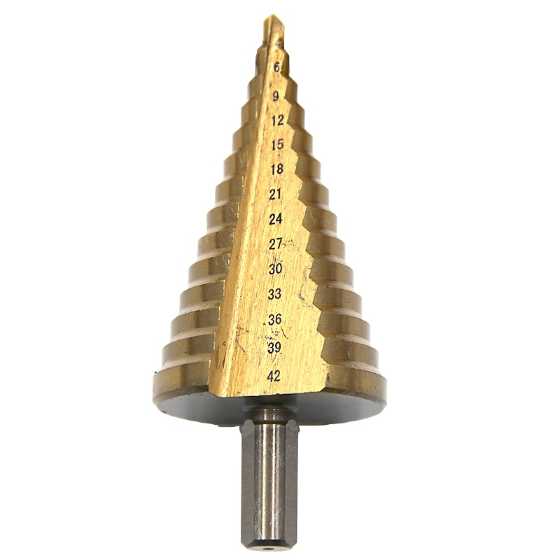 Step Drill Bits HSS 4mm-42mm Titanium shank Woodworking Power Tools Shank2