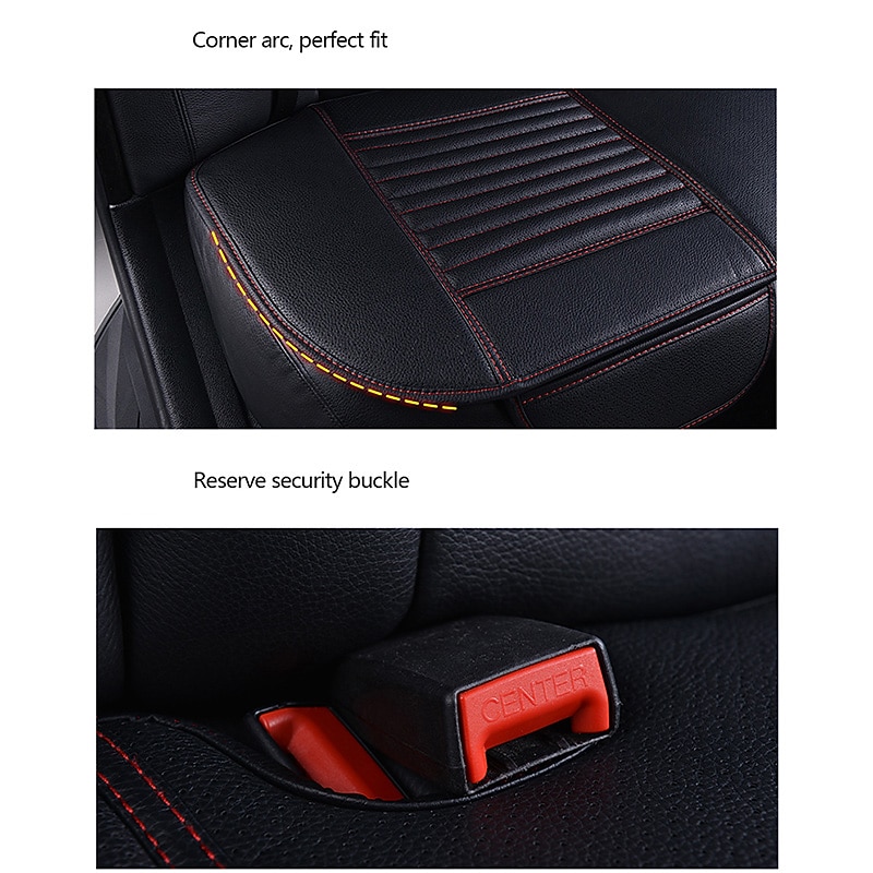StarFire 2pcs Fashion Seat Cushion Four Season Seat Cover PU Leather Car Seat Cushion Automobiles Seat Cover Universal Car Chair Protector Pad Mat Auto Accessories4