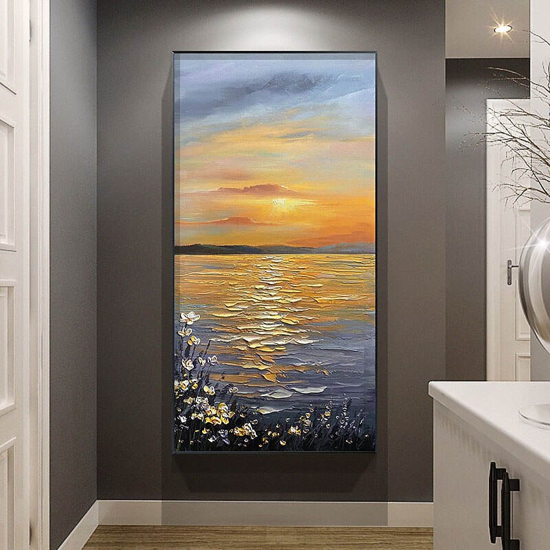 Oil Painting Handmade Hand Painted Wall Art Modern Abstract Sunset Landscape As Gift Home Decoration Decor Rolled Canvas No Frame Unstretched 5