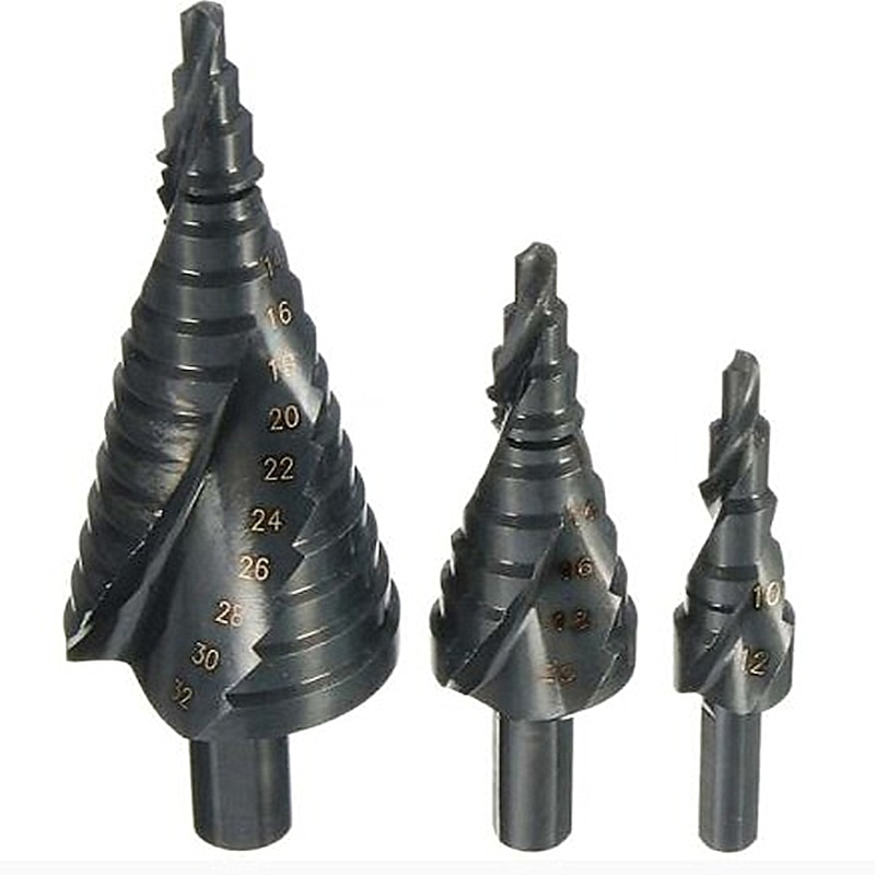 Step Drill Bit Nitriding Triangular Spiral 15 step 4-32mm Anti-Wear Wall punching / Steel drilling3