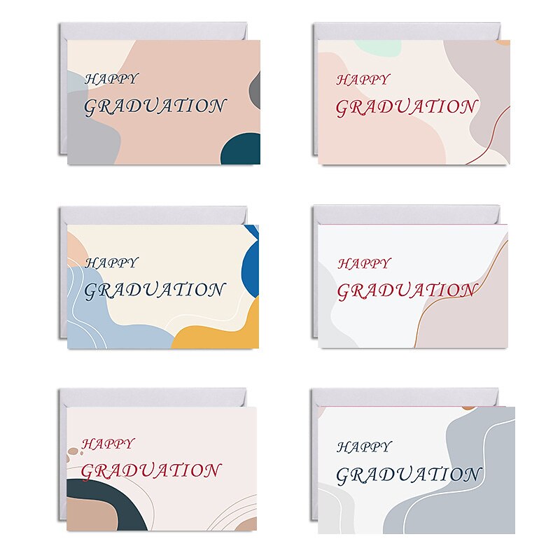 Creative Personality Design Simple Graduation Blessing Greeting Card Graduation Season to Send Classmates Commemorative Set 12 Pcs