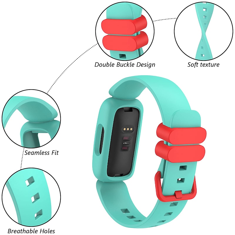 Smart Watch Band Compatible with Fitbit Ace 3 for Kids, Soft Silicone Smartwatch Strap Waterproof Adjustable Breathable SmartWatch Band with Case Replacement  Wristband Boys Girls2