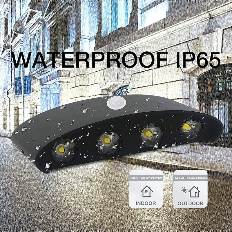 Outdoor/Indoor Wall Light LED Motion Sensor Light control Wall Sconce Light 8W Up Down Aluminium Modern Indoor Wall Lamps for Living Room Bedroom Corridor Hallway AC85-265V