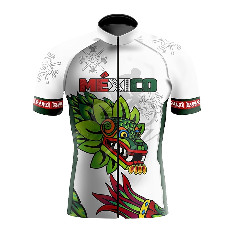 Men's Cycling Jersey Dragon Funny Short Sleeve Bike Jersey Top with 3 Rear Pockets Mountain Bike MTB Road Bike Cycling Quick Dry Reflective Strips Back Pocket Moisture Wicking Sports Black White Green3
