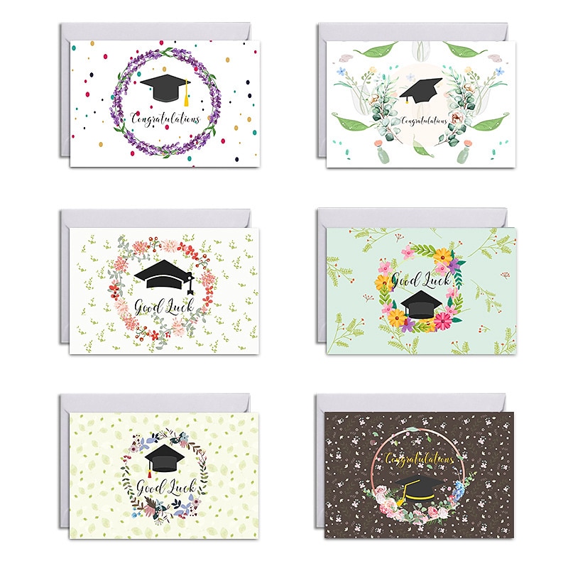 Festive Garland Green Plant Blessing Card Graduation Season to Send Students and Classmates Commemorative Greeting Card Set 12 Pcs