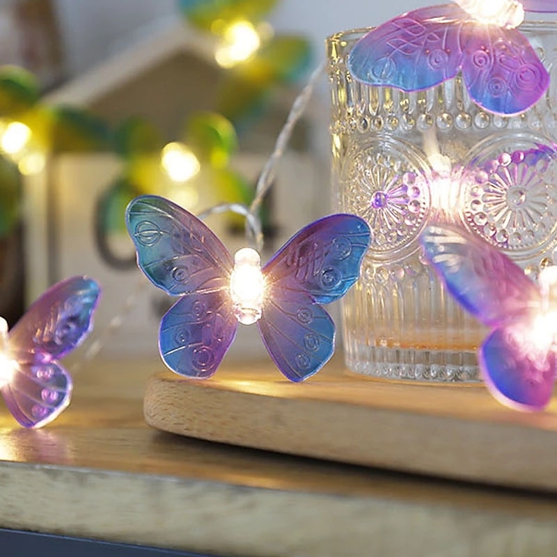 LED Butterfly Shaped Fairy String Lights 3m-20leds 1.5m-10leds Garland Lights Battery Powered Garden Party Wedding Holiday Room Decoration