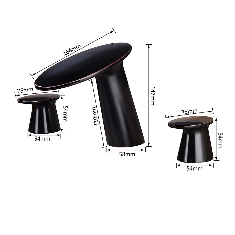 Widespread Bathroom Sink Faucet,Two Handle Three Holes Waterfall  Electroplated Bath Taps4