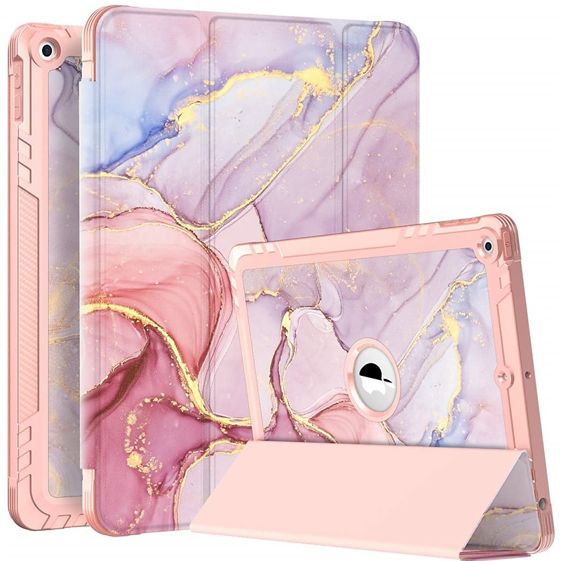 Tablet Case Cover For Apple iPad 10th Generation-2022 10.9 inch, iPad 9th 8th 7th Generation 10.2 inch 2021 2020 Pencil Holder Trifold Stand Magnetic Marble Plastic PU Leather Full Body Protective