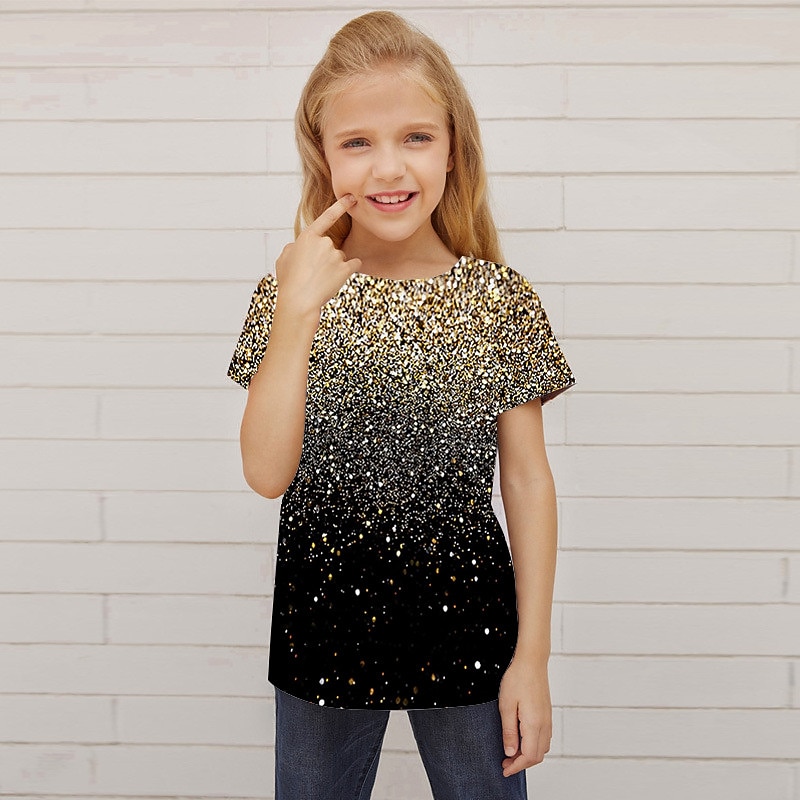 Girls' 3D Optical Illusion T shirt Short Sleeve 3D Print Summer Spring Active Fashion Cute Kids 3-12 Years Outdoor Daily Indoor Regular Fit