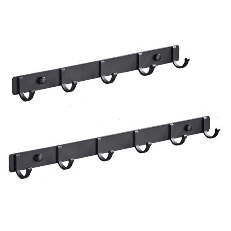 Kitchen Bathroom Hardware Set Space Aluminum Bathroom Hanger Black Hook Wall Mount Aluminum Coat Hook Bathroom Robe Hooks Hat Rack2