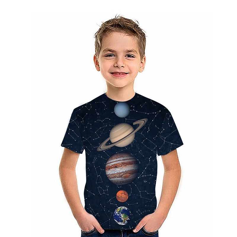 Boys 3D Galaxy T shirt Short Sleeve 3D Print Summer Spring Active Sports Fashion Polyester Kids 3-12 Years Outdoor Daily Indoor Regular Fit