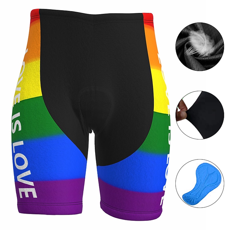Men's Rainbow Cycling Road Shorts Bike Shorts Cycling Padded Shorts Bike Padded Shorts / Chamois Mountain Bike MTB Road Bike Cycling Sports 3D Pad Cycling Quick Dry Moisture Wicking Yellow Red Spandex
