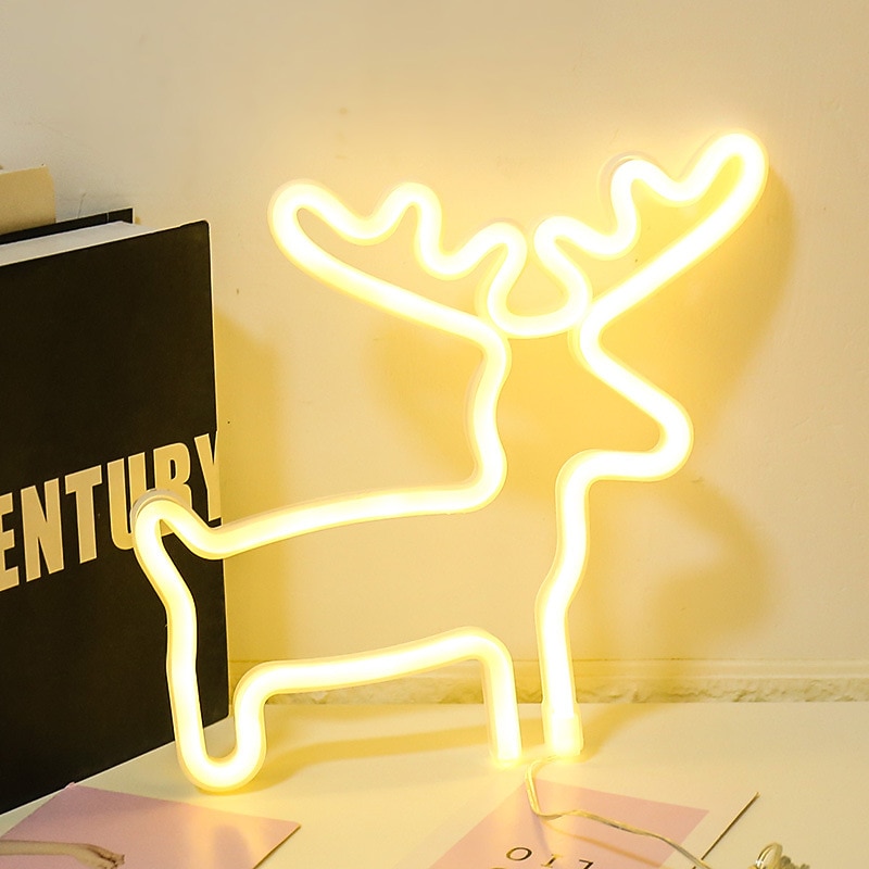 Neon Night Light Deer Shaped AAA Battery Powered USB Powered Christmas Decoration Light2