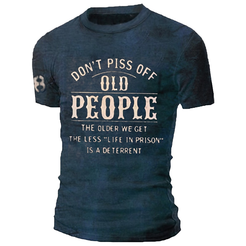 Men's Don't Piss Off Old People Unisex Letter Graphic Prints T shirt Slogan T Shirts Distressed T Shirt Short Sleeve T shirt 3D Print Crew Neck Shirt Sports Designer Casual Outdoor Street Daily4