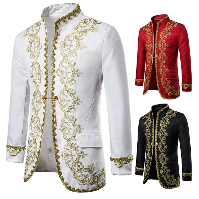 Elegant Vintage Victorian Coat Masquerade Outerwear Prince Corrina victorian Gentleman Sequins Vintage Embroidered Ball Gown Fancy Dress Men's New Year Masquerade Party Queen's Platinum Jubilee 20223